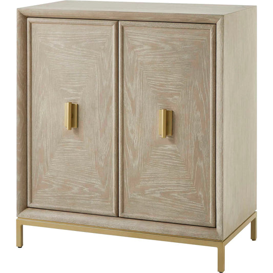 Alessia 2 Door Cabinet by Uttermost in cerused oak, brass. Made from oak wood, mdf, oak veneer, iron in a transitional style.