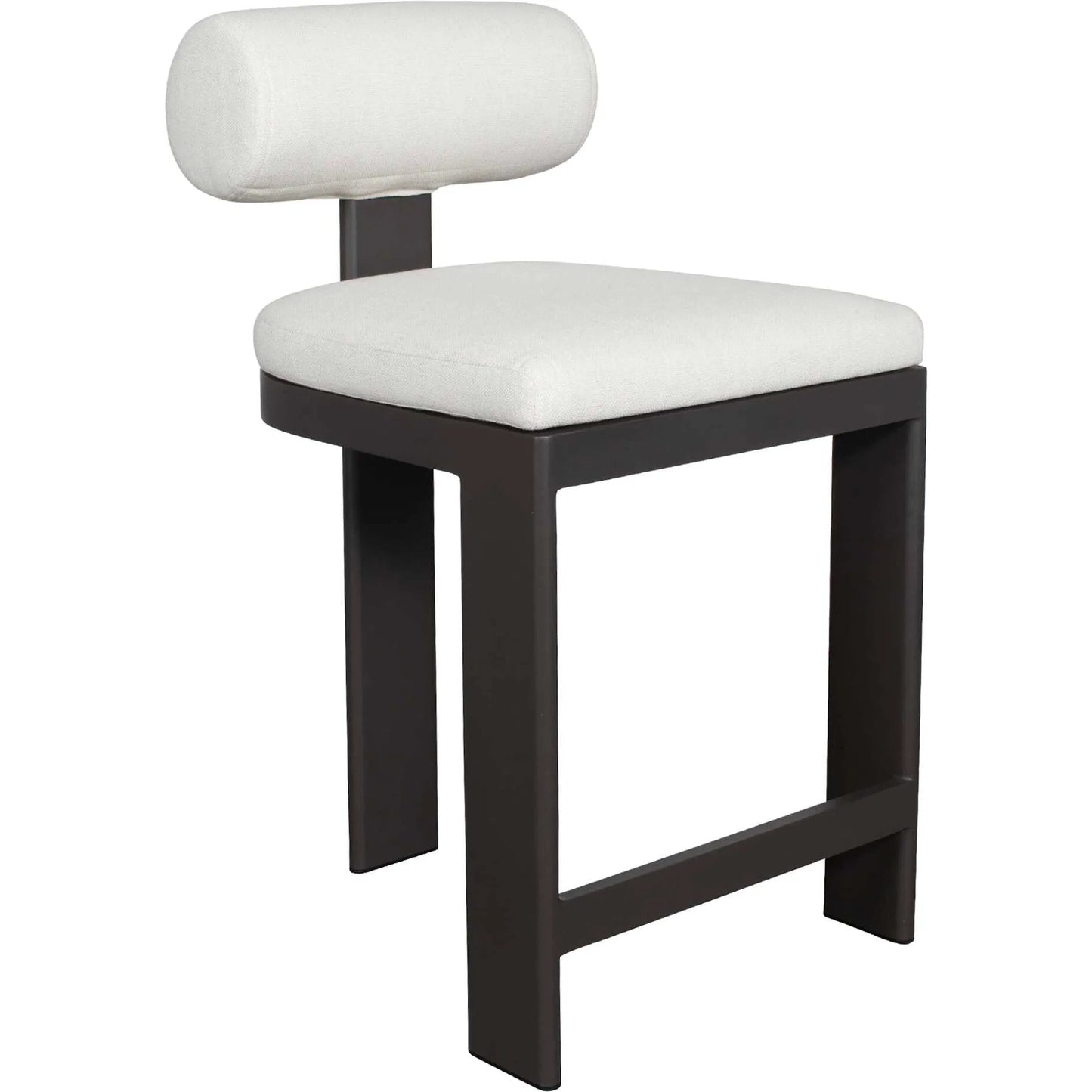 001 SI-2386866 | Primary Silo | Bolster Back Outdoor Counter Stool by Uttermost in oyster white. Made from metal aluminium with cushion crescent cloud dancer in a transitional style.