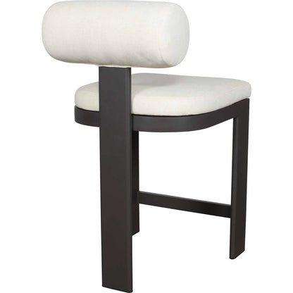 Bolster Back Outdoor Counter Stool by Uttermost in oyster white. Made from metal aluminium with cushion crescent cloud dancer in a transitional style.