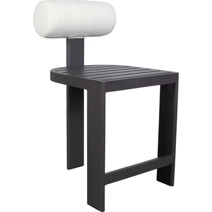 Bolster Back Outdoor Counter Stool by Uttermost in oyster white. Made from metal aluminium with cushion crescent cloud dancer in a transitional style.