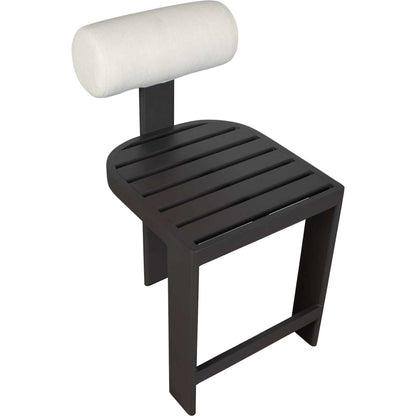 Bolster Back Outdoor Counter Stool by Uttermost in oyster white. Made from metal aluminium with cushion crescent cloud dancer in a transitional style.