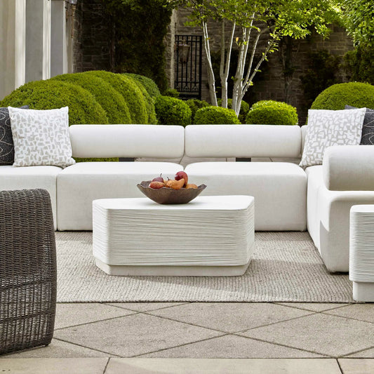 Saltwater Coffee Table by Uttermost in white. Made from glass fiber reinforced concrete in a unique style.