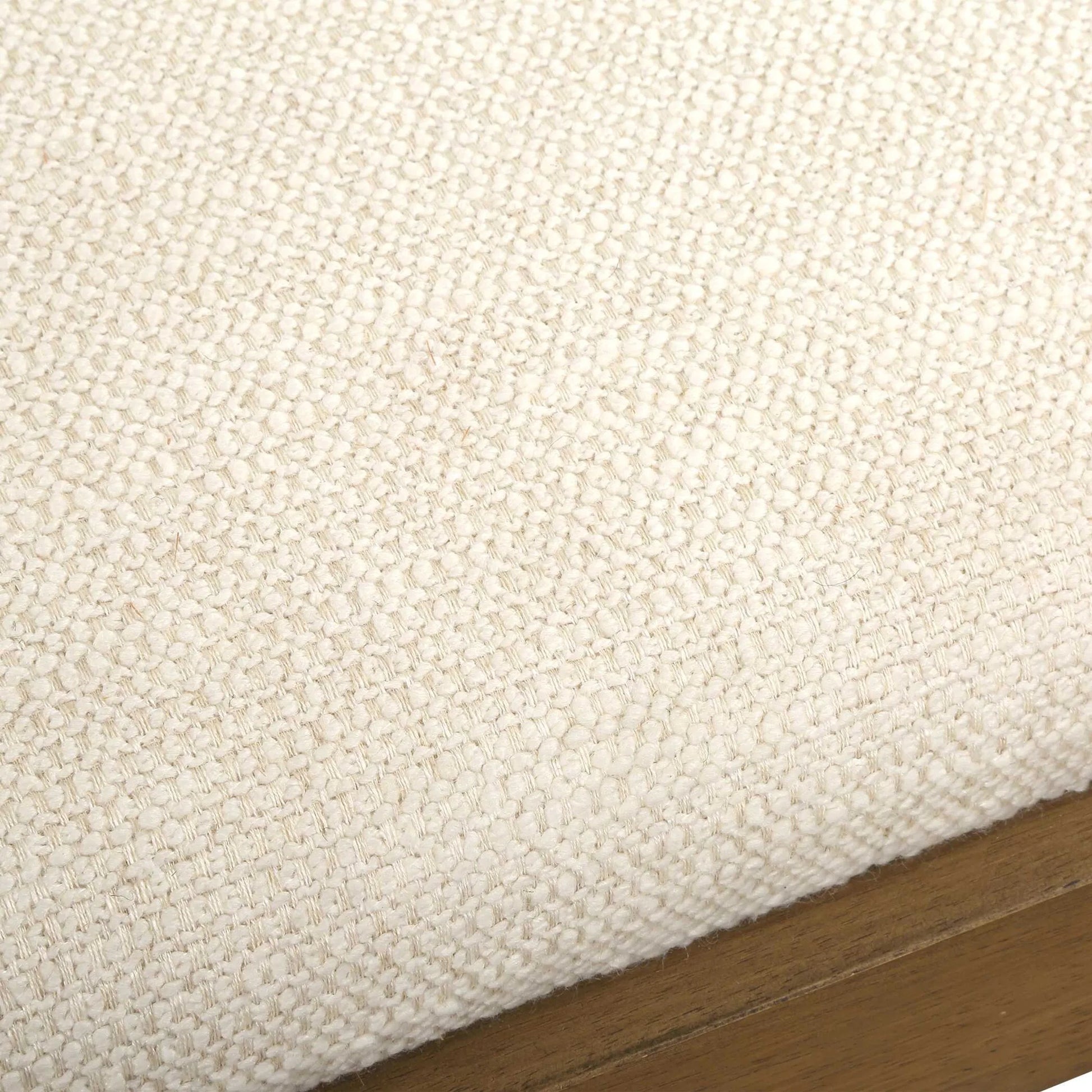 Haden Upholstery Bench by Uttermost in brown, white and walnut. Made from plywood, rubber wood, fabric, foam in a unique style.