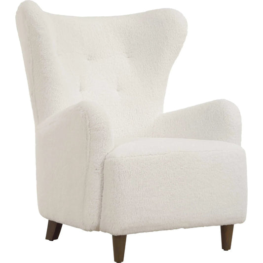 Ingel Wingback Armchair by Uttermost in white and walnut. Made from fabric, foam, oak, plywood in a unique style.