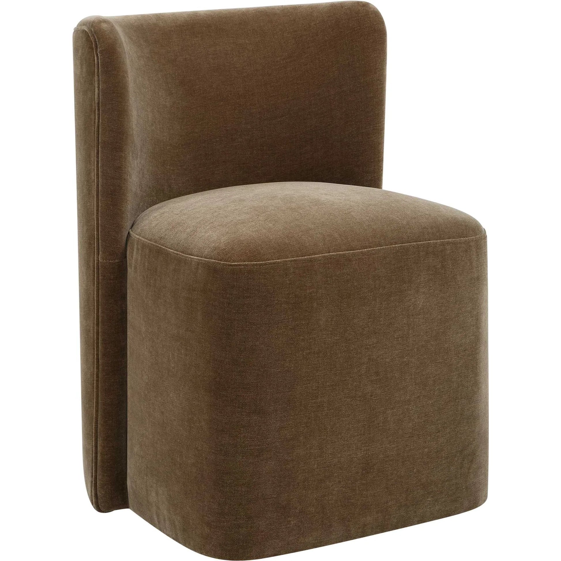 Outlook Modern Velvet Dining Chair by Uttermost in brown. Made from fabric, foam, plywood in a unique style.