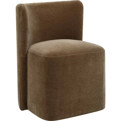 Outlook Modern Velvet Dining Chair by Uttermost in brown. Made from fabric, foam, plywood in a unique style.