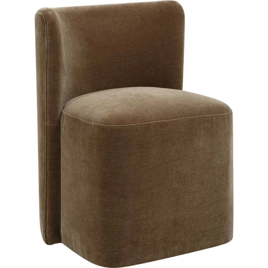 Outlook Modern Velvet Dining Chair by Uttermost in brown. Made from fabric, foam, plywood in a unique style.