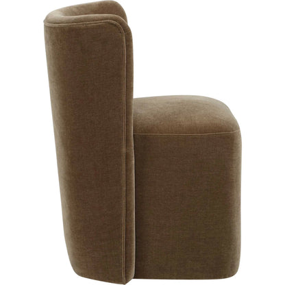 Outlook Modern Velvet Dining Chair by Uttermost in brown. Made from fabric, foam, plywood in a unique style.