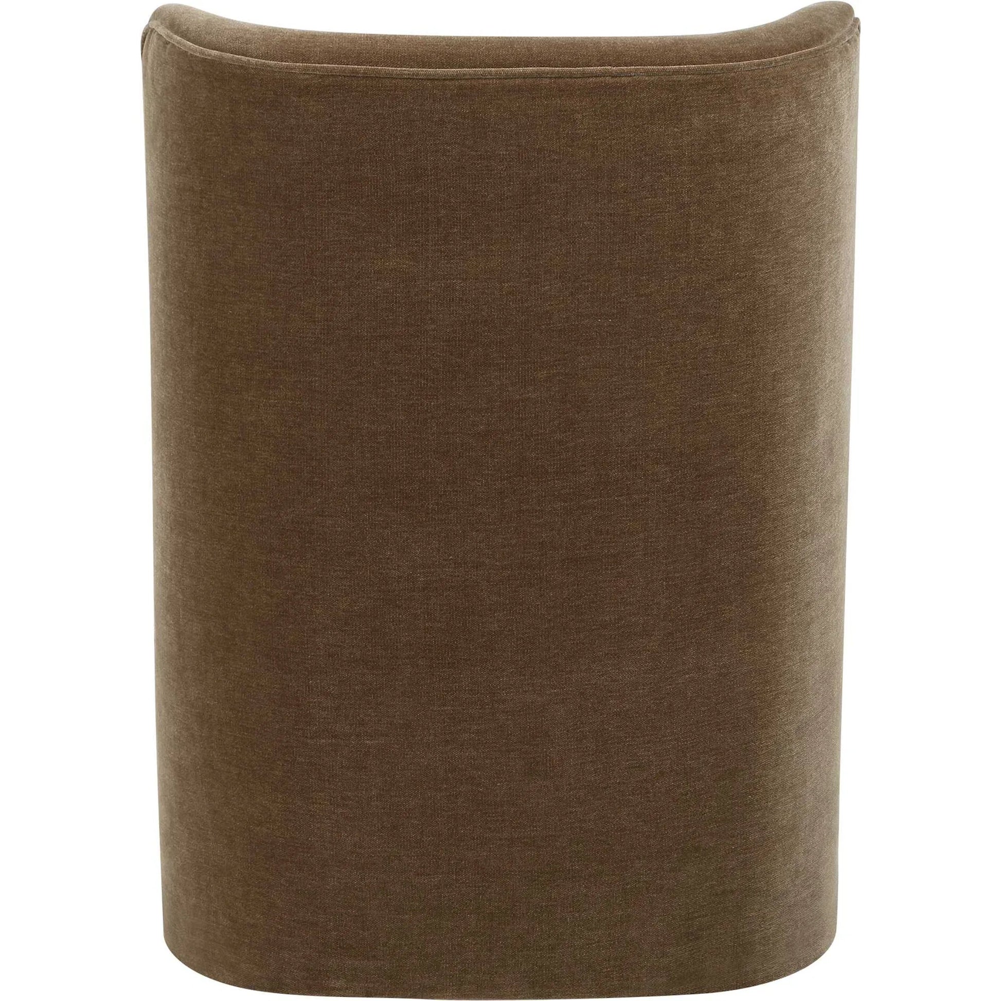 Outlook Modern Velvet Dining Chair by Uttermost in brown. Made from fabric, foam, plywood in a unique style.