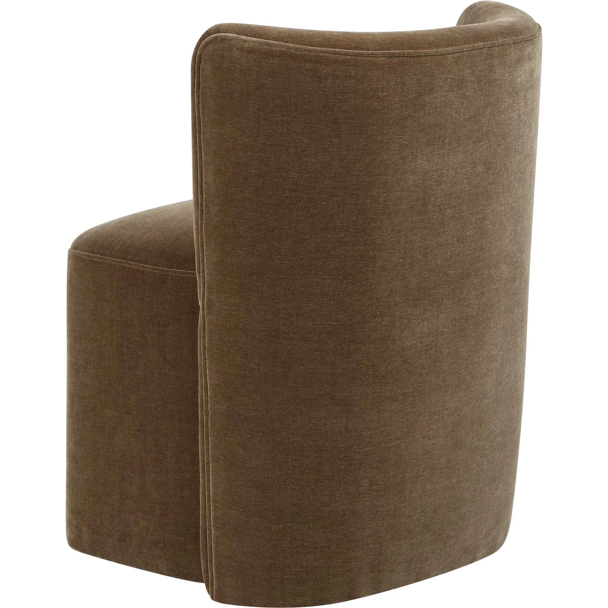 Outlook Modern Velvet Dining Chair by Uttermost in brown. Made from fabric, foam, plywood in a unique style.