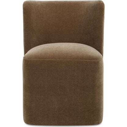Outlook Modern Velvet Dining Chair by Uttermost in brown. Made from fabric, foam, plywood in a unique style.
