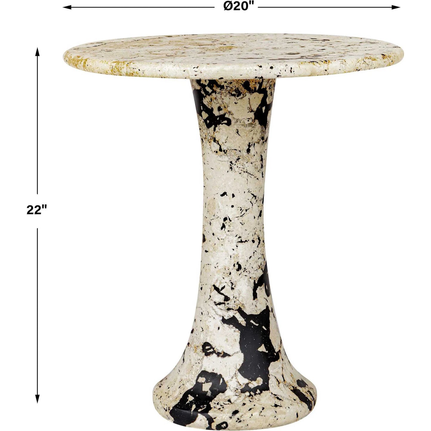 006 SI-2630676 | Unknown | Cadas Indoor/Outdoor Side Table by Uttermost in black, white and black. Made from coral stone, black resin in a unique style.