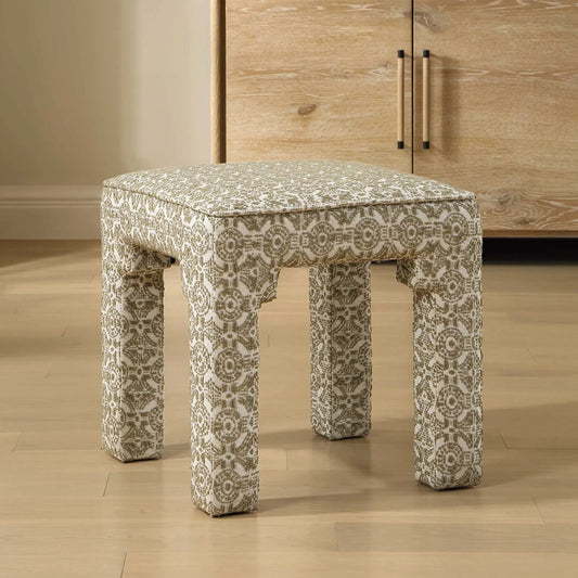 Satoria Upholstered Bench by Uttermost in green, white. Made from hardwood, plywood, fabric, foam in a unique style.
