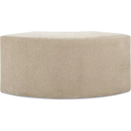 Khai Rounded Plush Dining Bench by Uttermost in brown and flax. Made from solid wood, plywood, foam, fabric in a unique style.