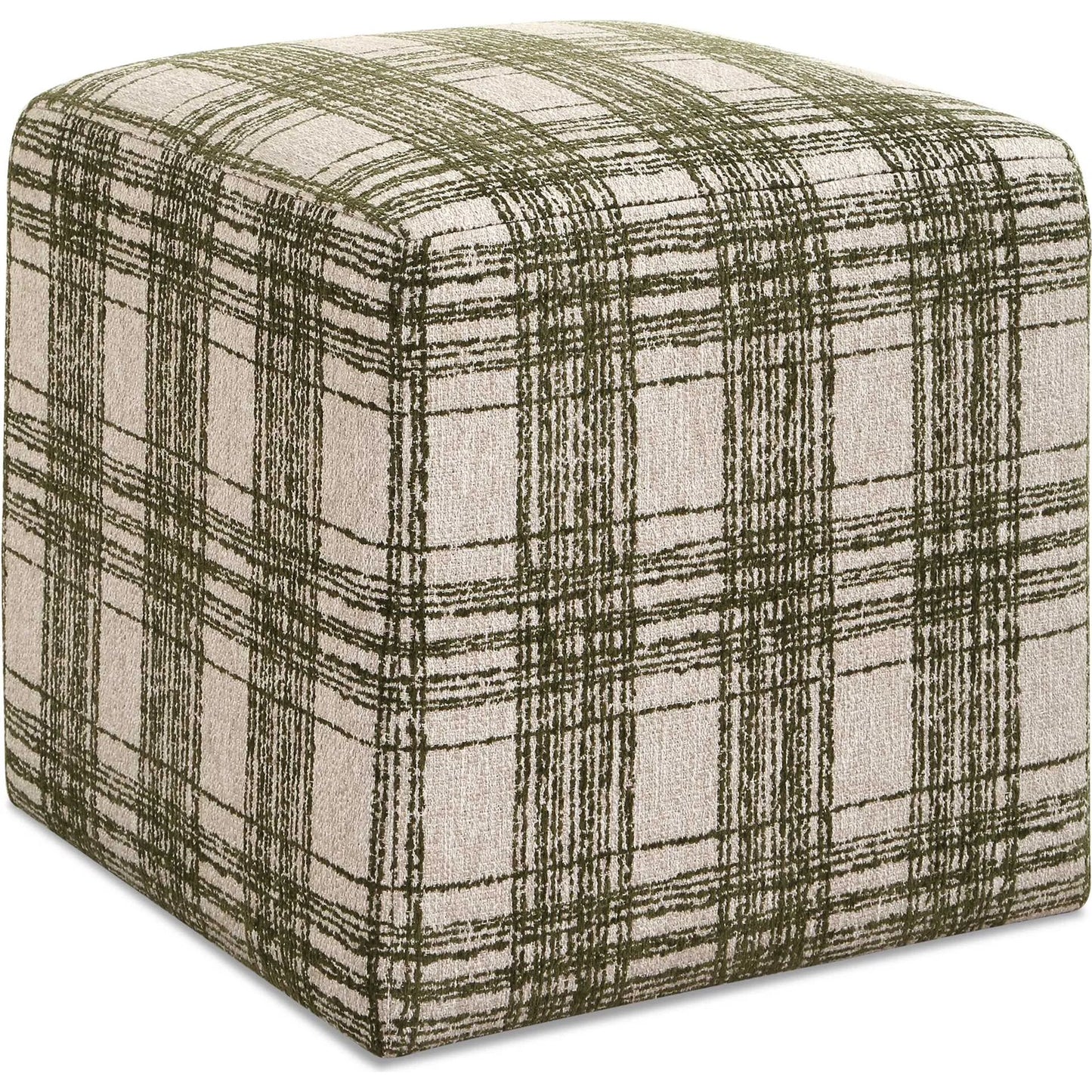 001 SI-2526331 | Primary Silo | Joie Ireland Plaid Ottoman by Uttermost in green, white. Made from solid wood, plywood, foam, fabric in a unique style.
