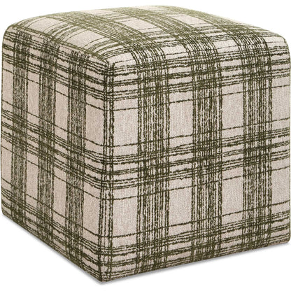 Joie Ireland Plaid Ottoman by Uttermost in green, white. Made from solid wood, plywood, foam, fabric in a unique style.