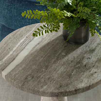 Shura Indoor-Outdoor Accent Table by Uttermost in brown, white and rust. Made from marble, metal, mirror, mdf in a unique style.