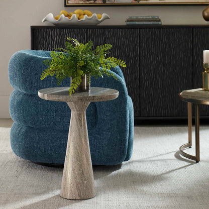 Shura Indoor-Outdoor Accent Table by Uttermost in brown, white and rust. Made from marble, metal, mirror, mdf in a unique style.