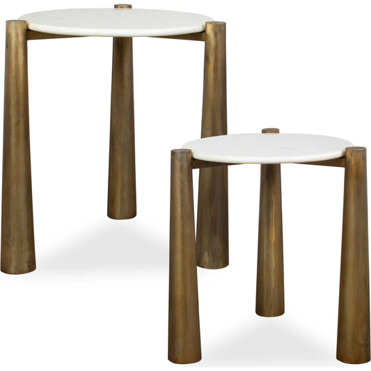 Claridge Nesting Tables by Uttermost in brass, white and gold. Made from iron, marble in a unique style.