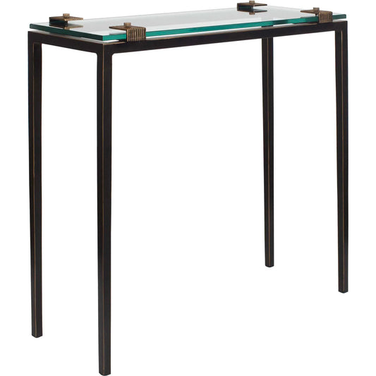 Averona Glass Top Accent Table by Uttermost in bronze and bronze. Made from iron, glass in a unique style.