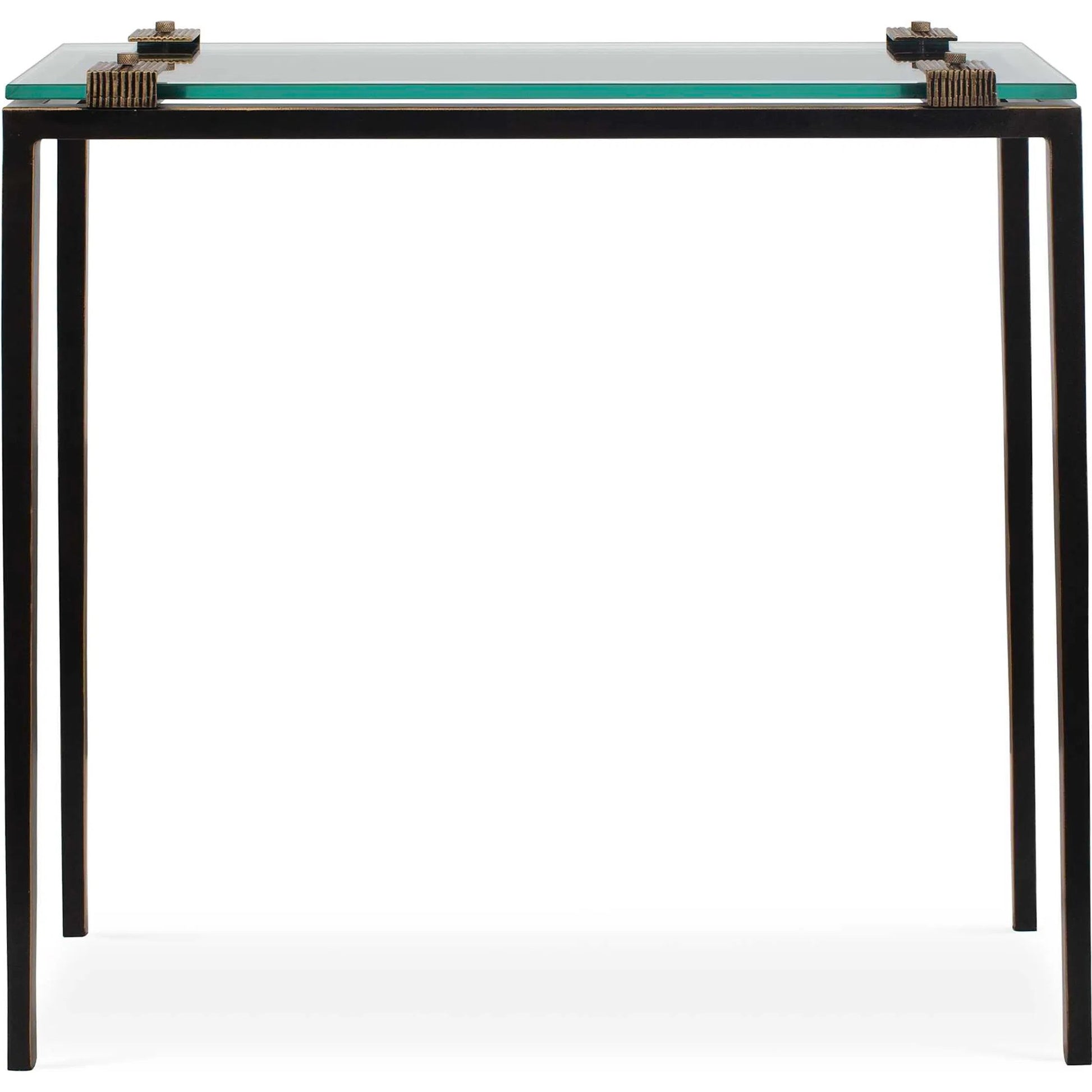 Averona Glass Top Accent Table by Uttermost in bronze and bronze. Made from iron, glass in a unique style.