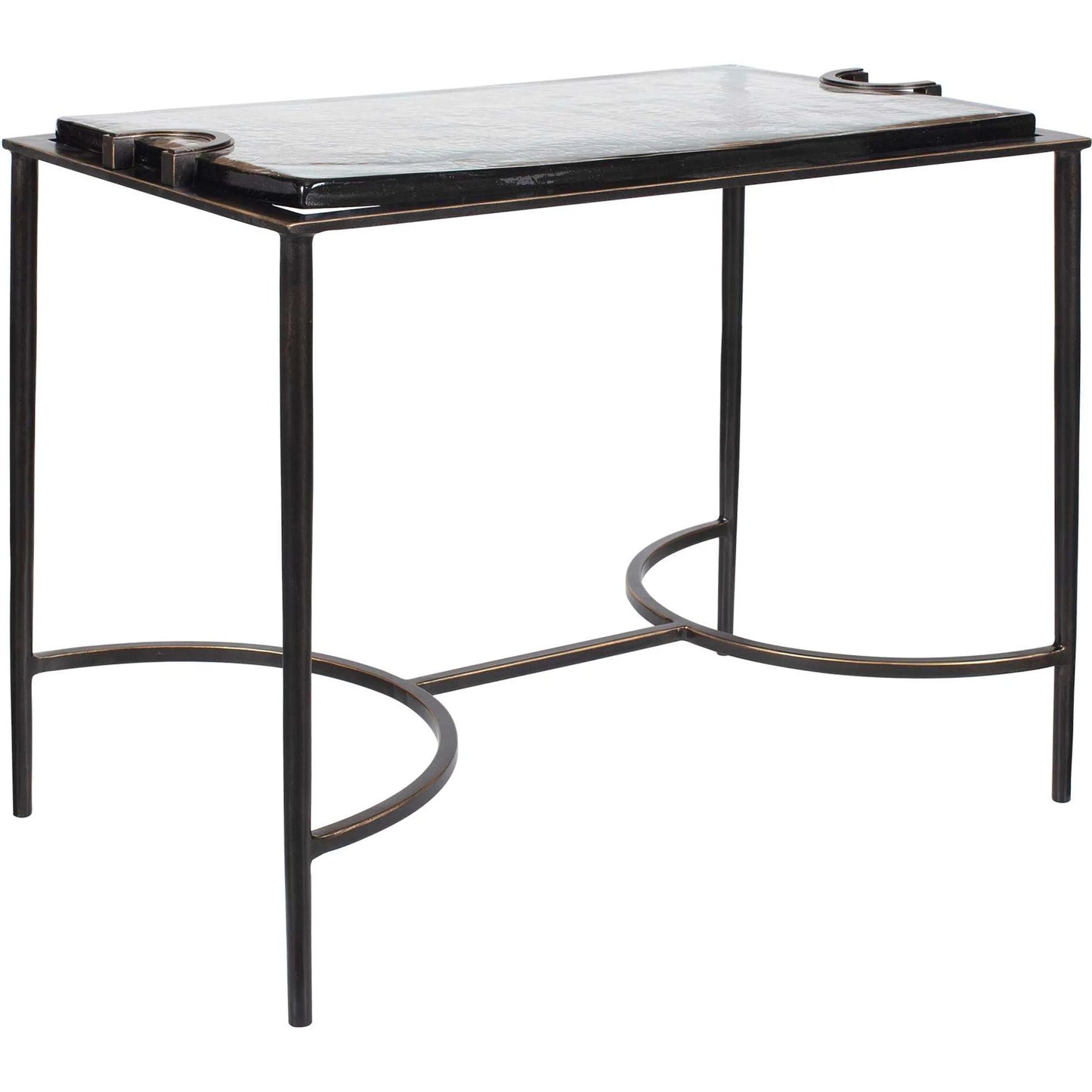 004 SI-2630687 | Primary Silo | Eisen Textured Glass Accent Table by Uttermost in dark. Made from iron, glass in a unique style.