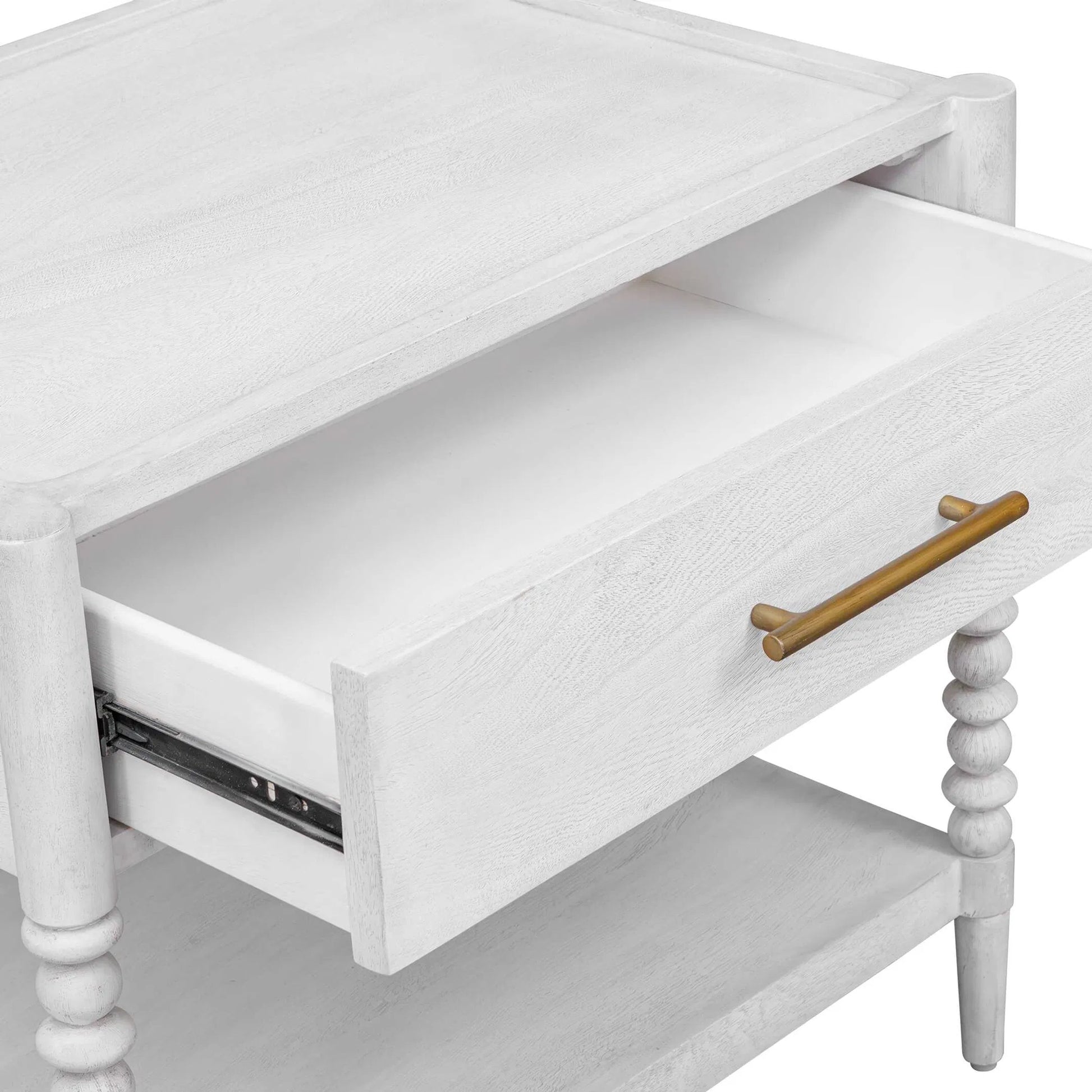 Bales Side Table by Uttermost in white and gold. Made from mdf mango veneer, javamixwood in a unique style.