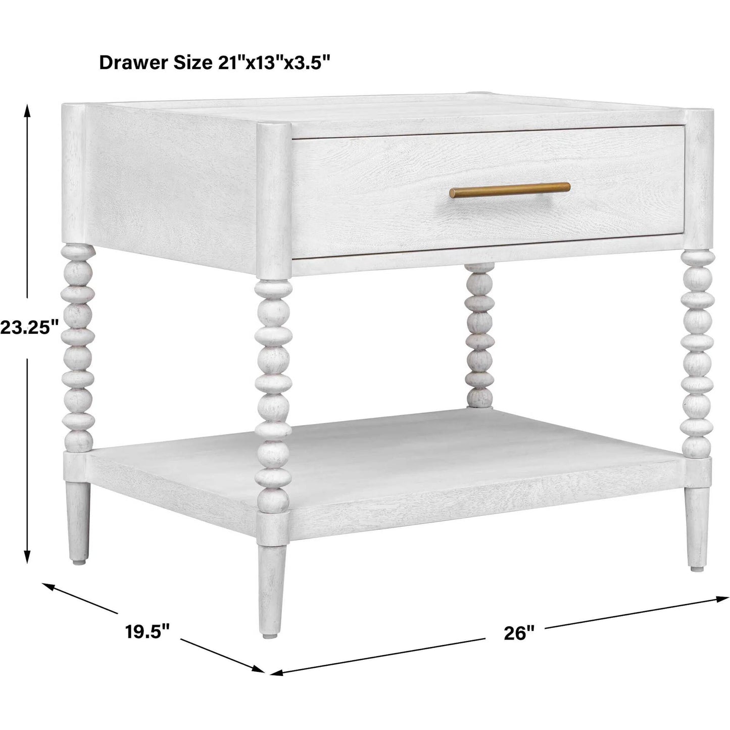 007 SI-2630688 | Unknown | Bales Side Table by Uttermost in white and gold. Made from mdf mango veneer, javamixwood in a unique style.