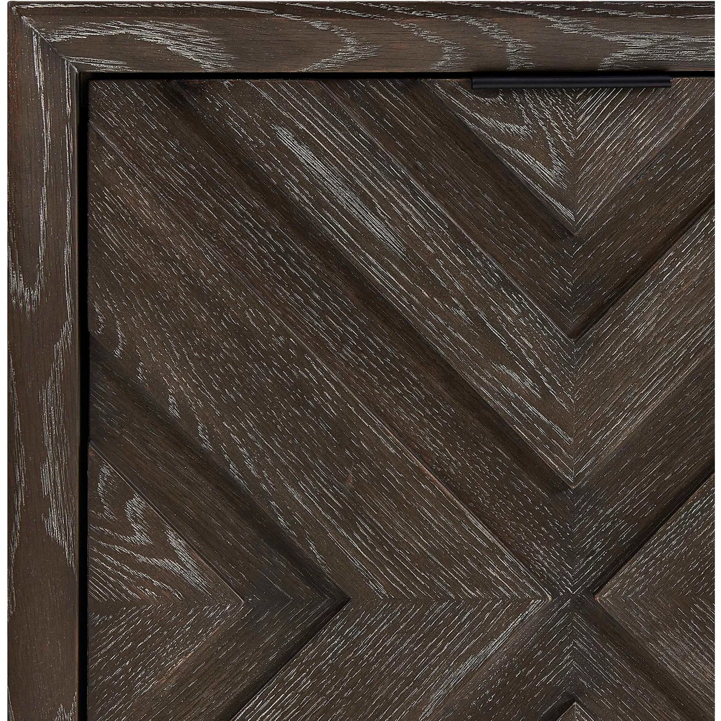 003 SI-2526308 | Closeup | Barrett Cabinet by Uttermost in dark charcoal. Made from oak veneer board, iron in a unique style.