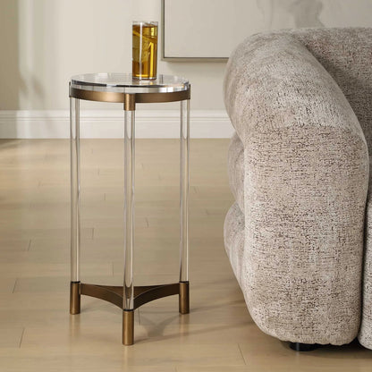 Pereira Round Acrylic Accent Table by Uttermost in bronze and bronze. Made from iron, acrylic in a unique style.