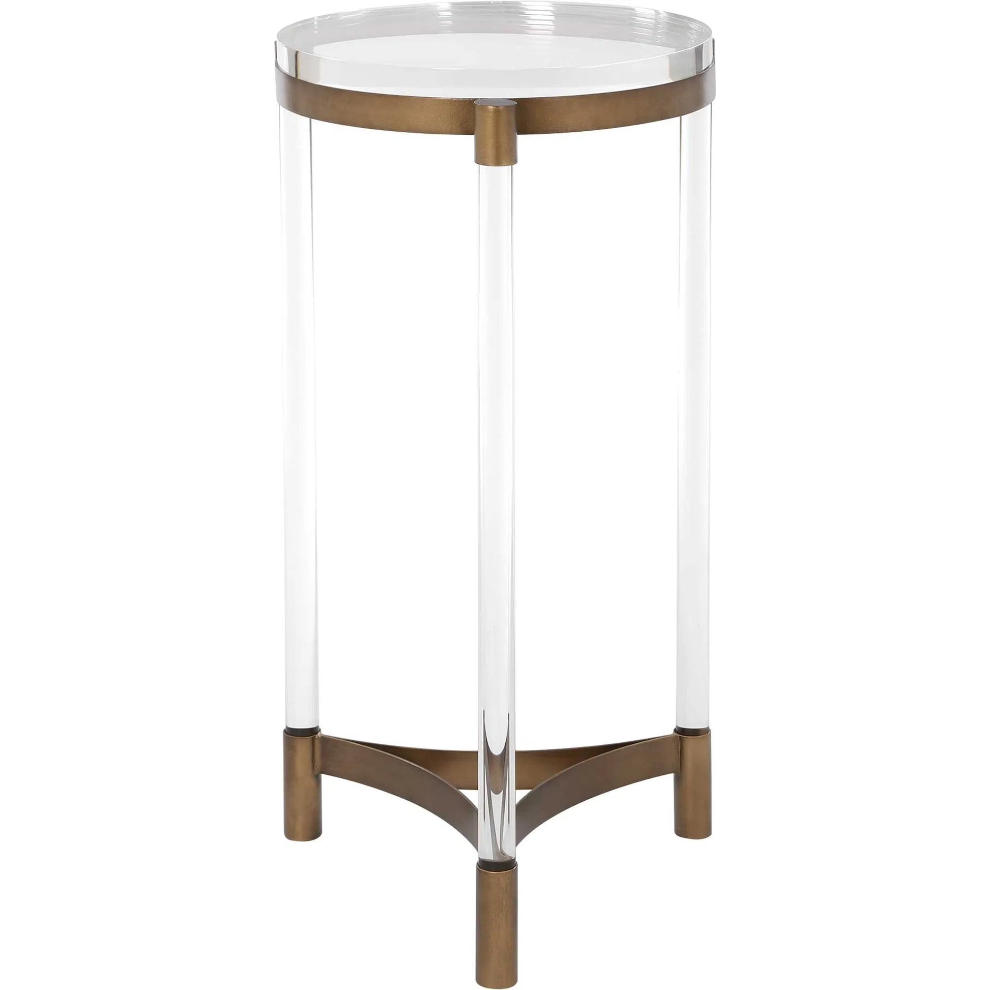Pereira Round Acrylic Accent Table by Uttermost in bronze and bronze. Made from iron, acrylic in a unique style.