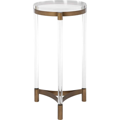 Pereira Round Acrylic Accent Table by Uttermost in bronze and bronze. Made from iron, acrylic in a unique style.