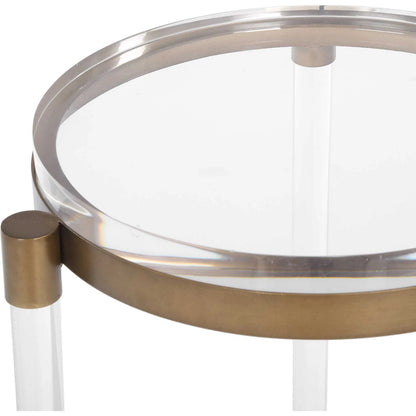 Pereira Round Acrylic Accent Table by Uttermost in bronze and bronze. Made from iron, acrylic in a unique style.