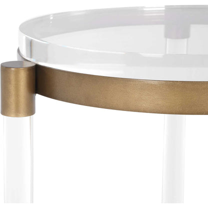 Pereira Round Acrylic Accent Table by Uttermost in bronze and bronze. Made from iron, acrylic in a unique style.