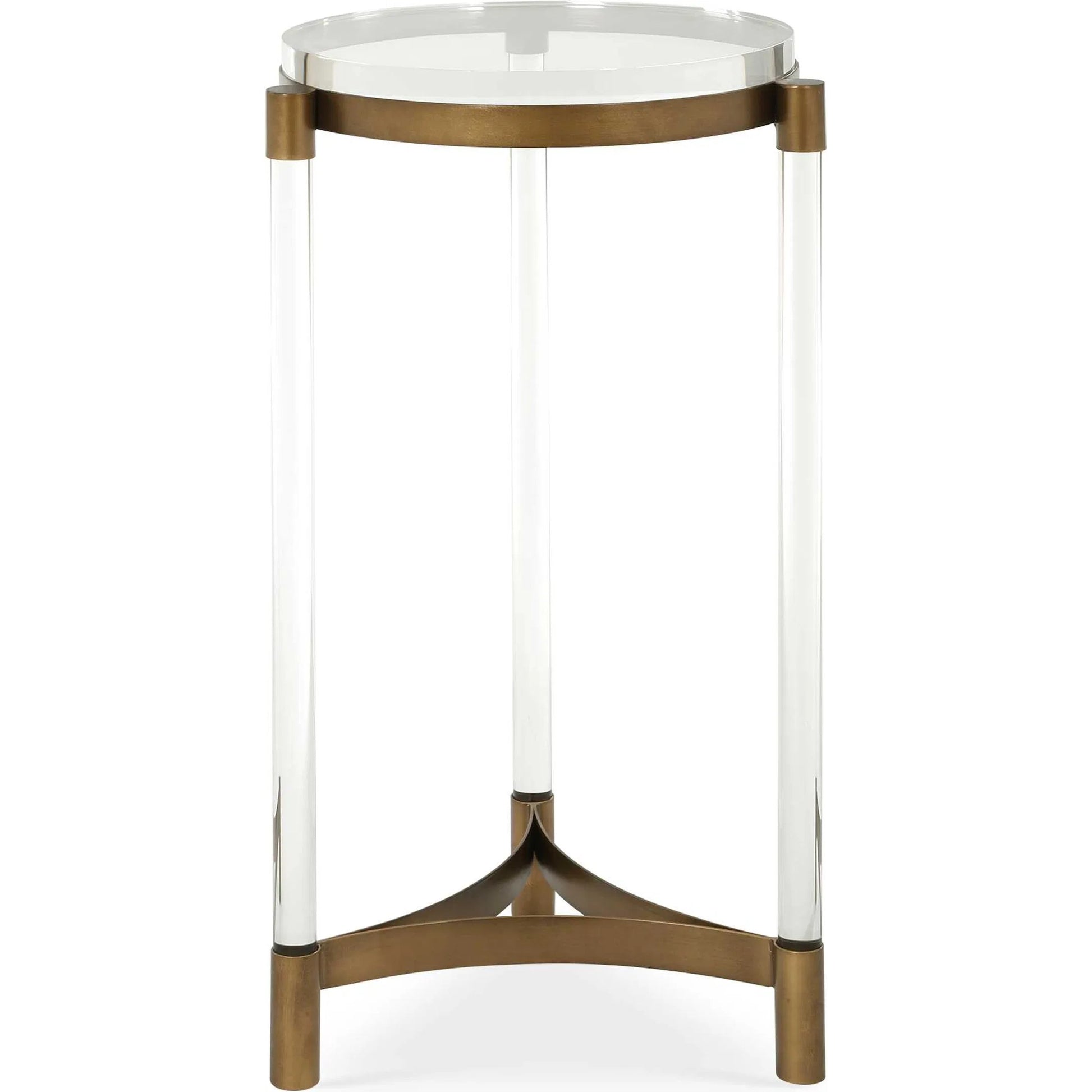 Pereira Round Acrylic Accent Table by Uttermost in bronze and bronze. Made from iron, acrylic in a unique style.