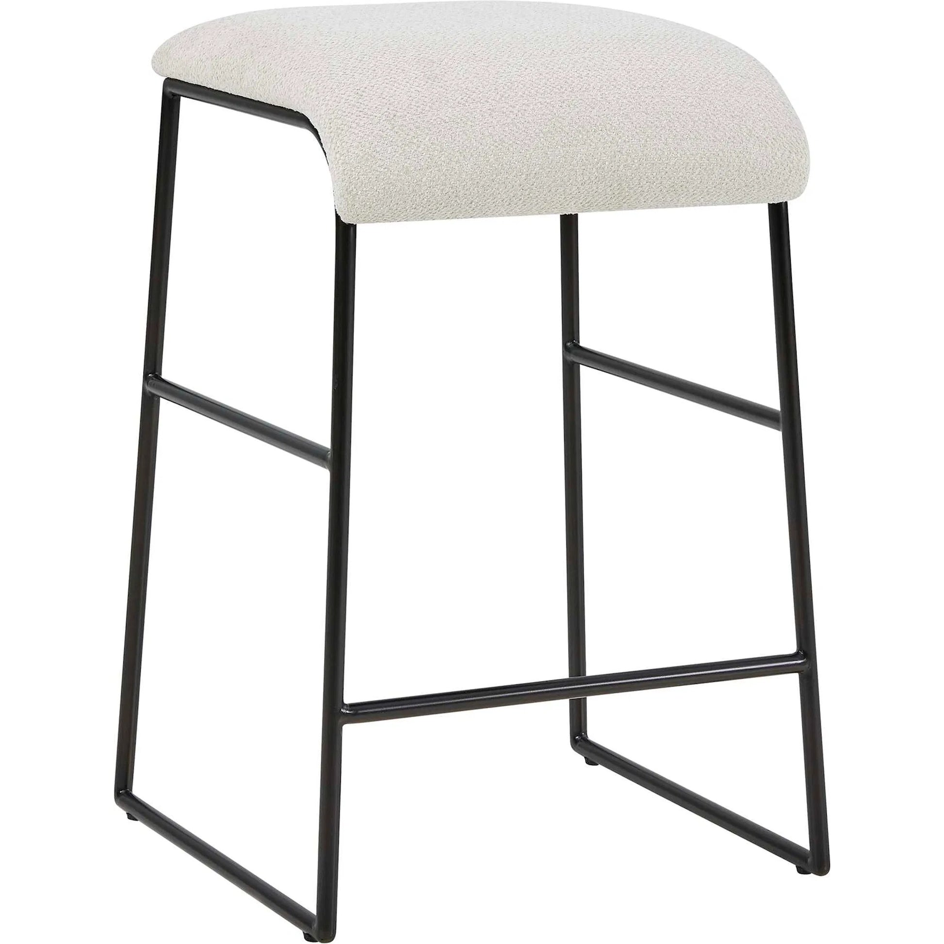 Arcane Counter Stool by Uttermost in black, ecru. Made from bentwood, z-wovens - sunbelievable rock - ecru fabric, foam, metal tube in a unique style.