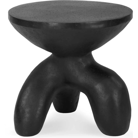 Veta Indoor-Outdoor Accent Table by Uttermost in black. Made from stone in a unique style.