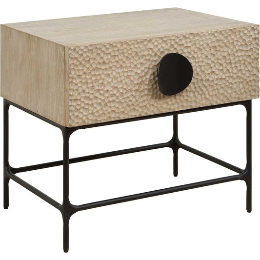 Lunar Side Table by Uttermost in black, woodtone and iron. Made from elm, elm veneer, plywood, iron in a unique style.
