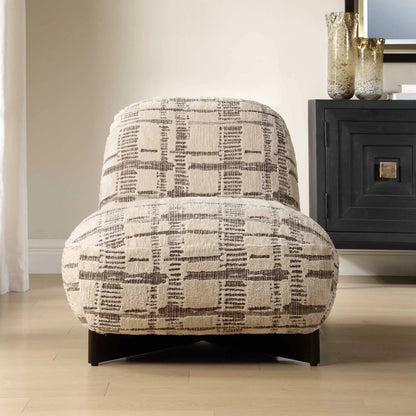 Evans Modern Armless Accent Chair by Uttermost in brown and dark. Made from foam, fabric, rubber wood in a unique style.
