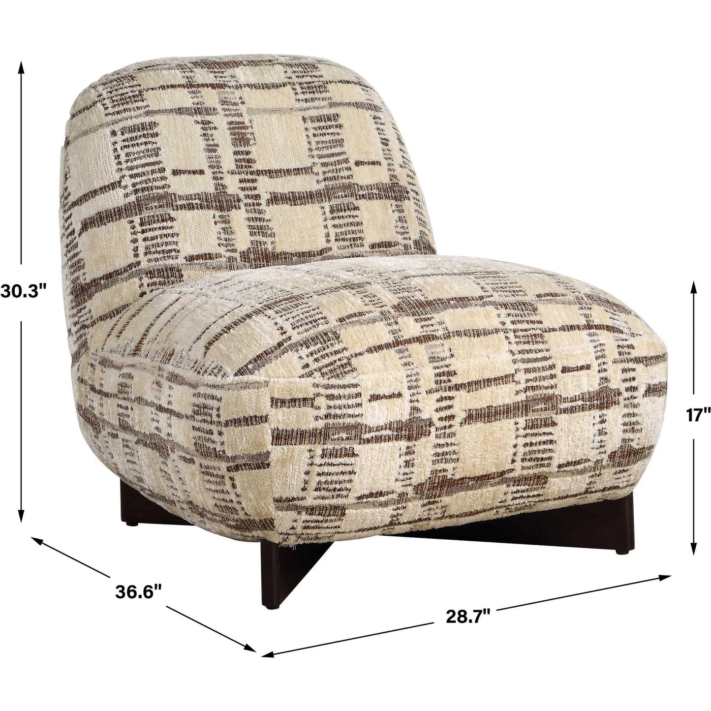 008 SI-2630772 | Unknown | Evans Modern Armless Accent Chair by Uttermost in brown and dark. Made from foam, fabric, rubber wood in a unique style.