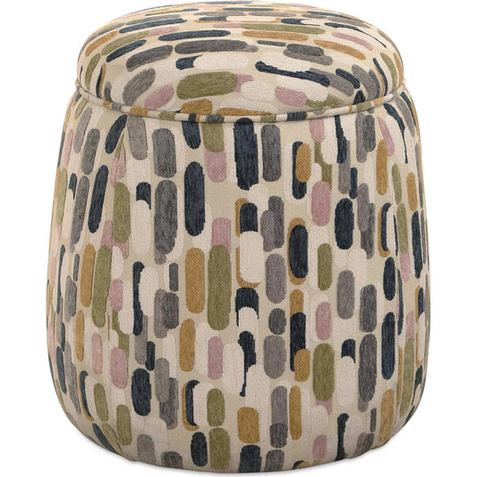 Arem Upholstered Multi-Color Ottoman by Uttermost in gray, pink, white, yellow. Made from plywood fabric, foam in a unique style.