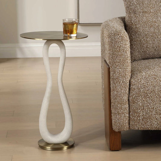 Sonia Modern Accent Table by Uttermost in brass, white. Made from unique in a unique style.
