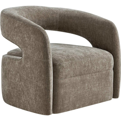 Breis Swivel Barrel Chair by Uttermost in gray and taupe. Made from plywood:, fabric :, foam:, swivel metal in a unique style.