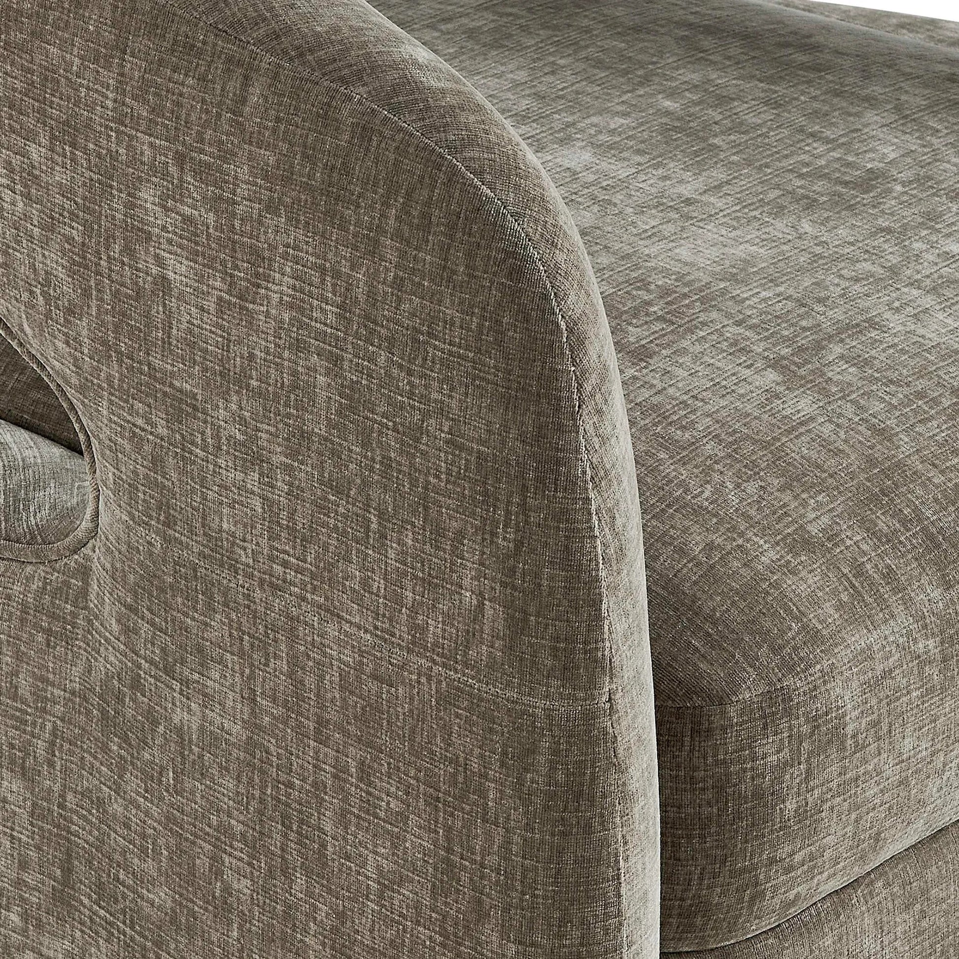 Breis Swivel Barrel Chair by Uttermost in gray and taupe. Made from plywood:, fabric :, foam:, swivel metal in a unique style.