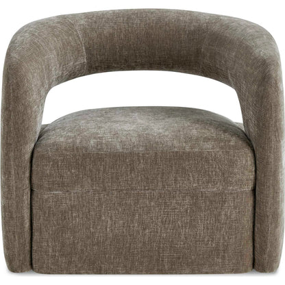 Breis Swivel Barrel Chair by Uttermost in gray and taupe. Made from plywood:, fabric :, foam:, swivel metal in a unique style.