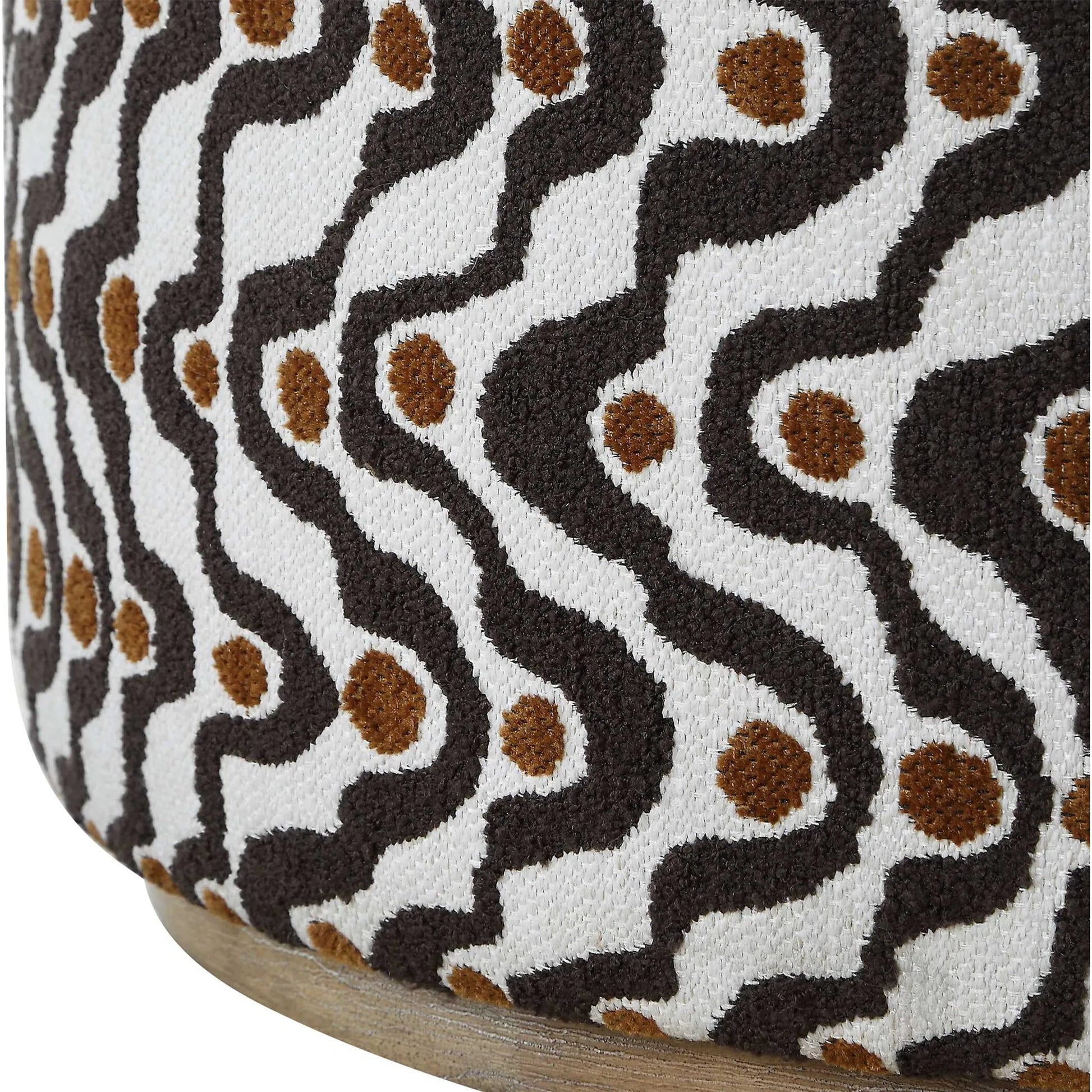 Cas Plush Espresso Ottoman by Uttermost in brown and rust. Made from solid wood, plywood, foam, fabric in a unique style.