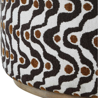 Cas Plush Espresso Ottoman by Uttermost in brown and rust. Made from solid wood, plywood, foam, fabric in a unique style.