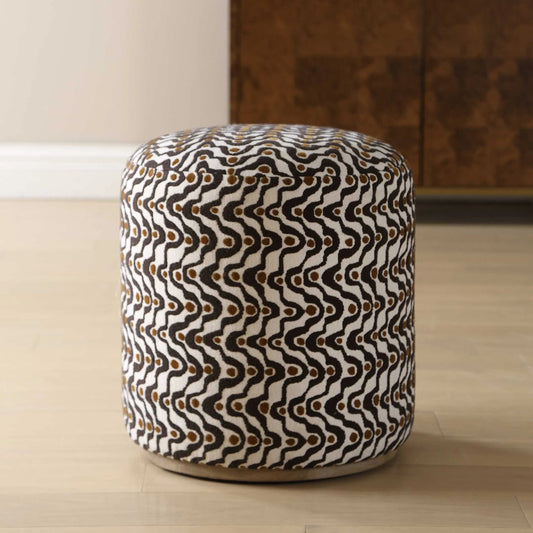 Cas Plush Espresso Ottoman by Uttermost in brown and rust. Made from solid wood, plywood, foam, fabric in a unique style.