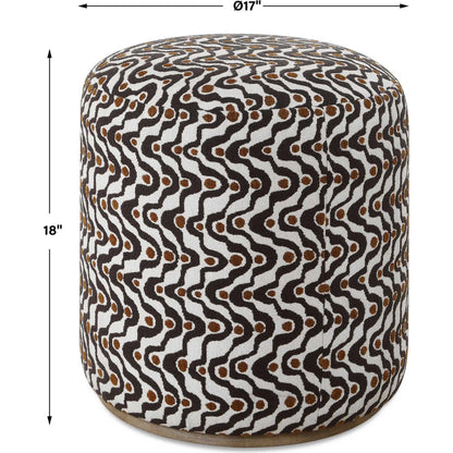 Cas Plush Espresso Ottoman by Uttermost in brown and rust. Made from solid wood, plywood, foam, fabric in a unique style.