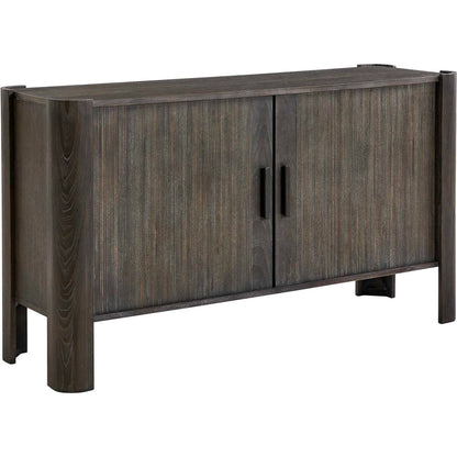 Drury 2 Door Cabinet by Uttermost in black and dark. Made from acacia solid, poplar solid wood, acacia veneered board, mdf, solid iron handles in a unique style.